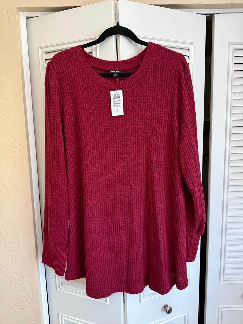 torrid Wine Red Ribbed Long Sleeve Top